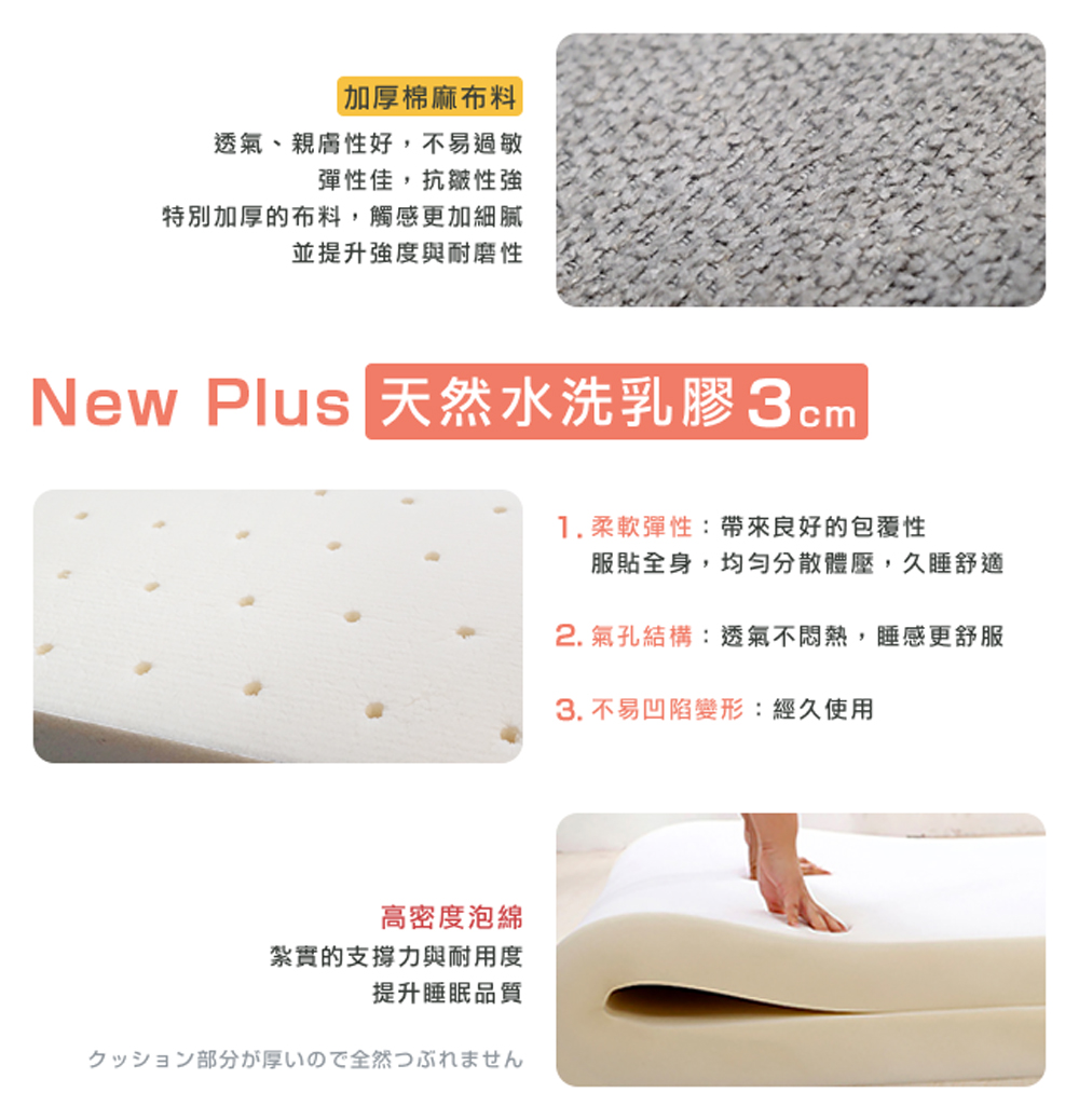 New Plus 天然水洗乳膠 3 cm