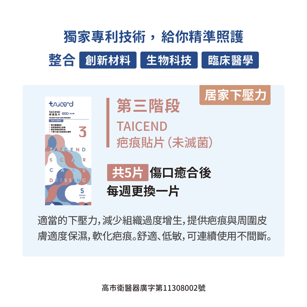 膚適度保濕,軟化疤痕。舒適、低敏,可連續使用不間斷。