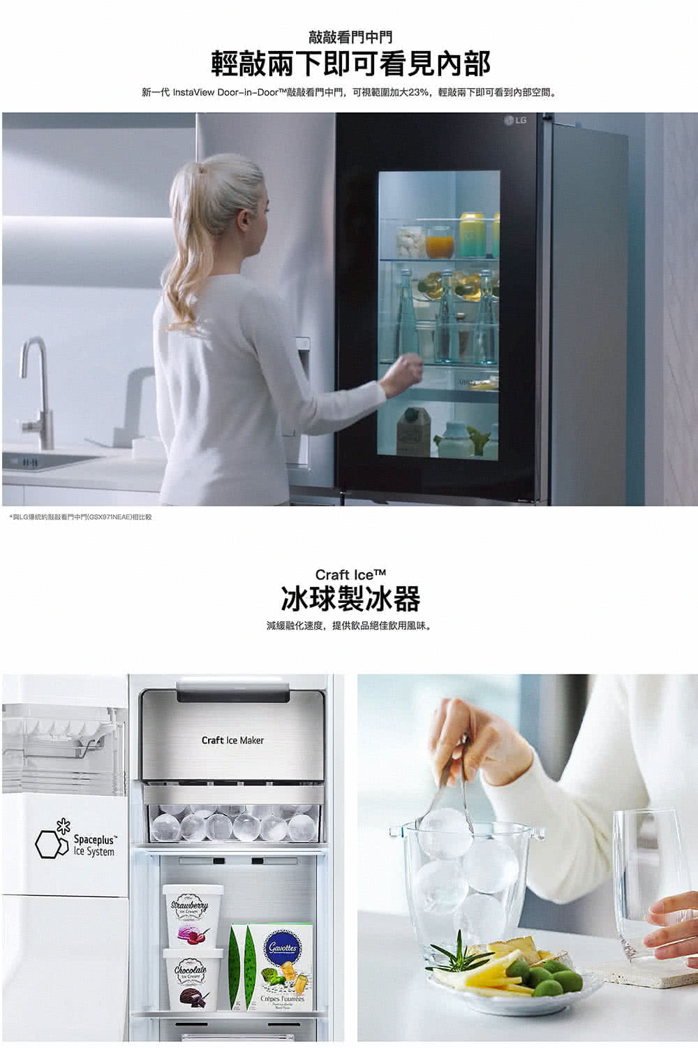 新一代 InstaView DoorinDoor敲敲看門中門,可視範圍加大23%,輕敲兩下即可看到內部空間。