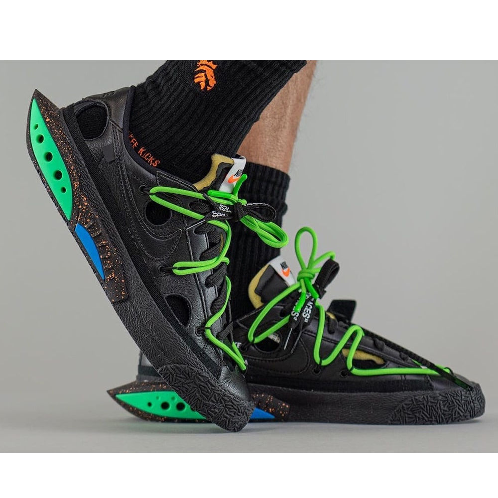 Off-White x Nike Blazer Low 解構黑綠滑板鞋休閒鞋DH7863-001