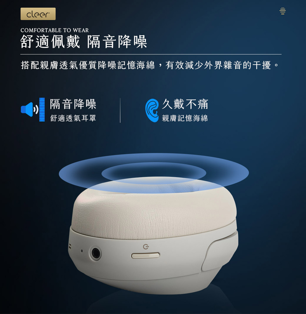 搭配親膚透氣優質降噪記憶海綿,有效減少外界雜音的干擾。
