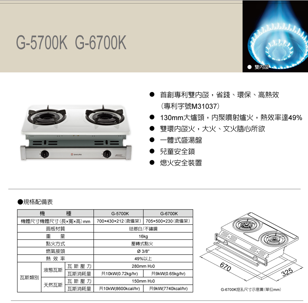 SAKURA櫻花牌 G-5700 - 詳情4