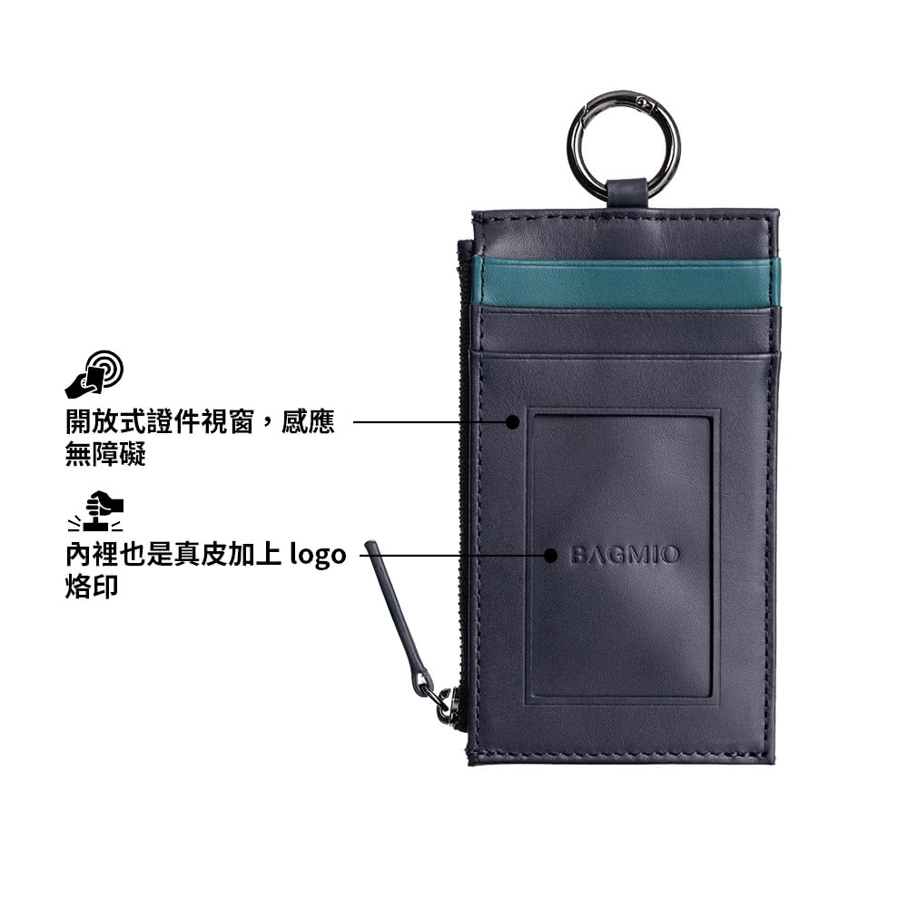 開放式證件視窗,感應 無障礙 內裡也是真皮加上logo 烙印 