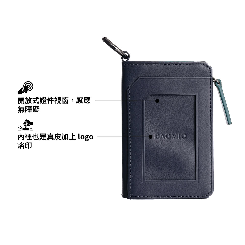 開放式證件視窗,感應 無障礙 內裡也是真皮加上logo 烙印 