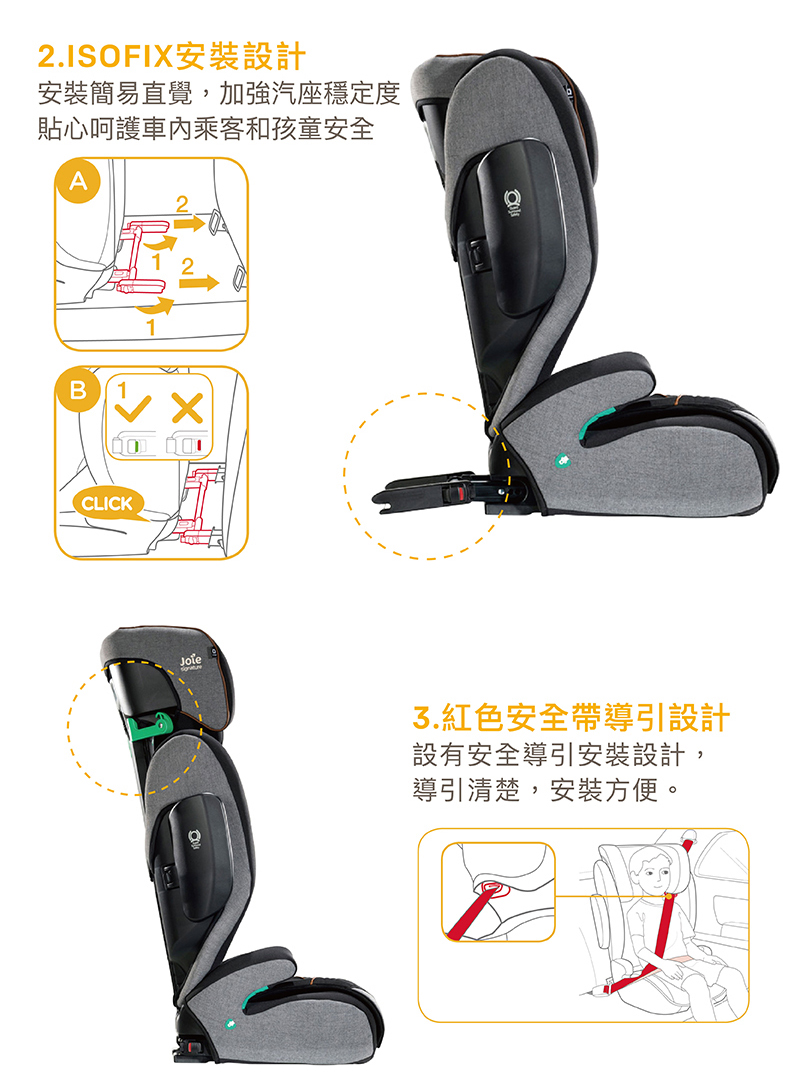 安裝簡易直覺,加強汽座穩定度