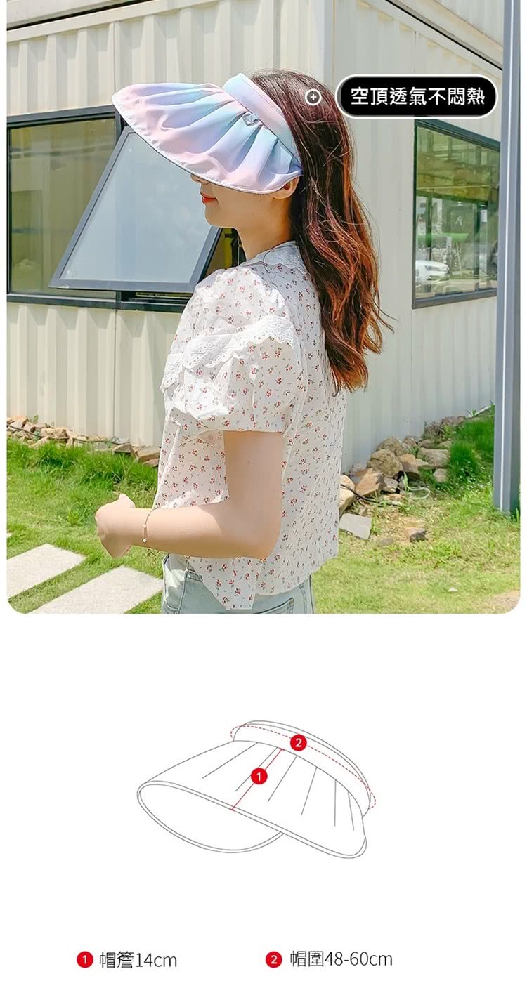 帽簷14cm 空頂透氣不悶熱 帽圍4860cm 