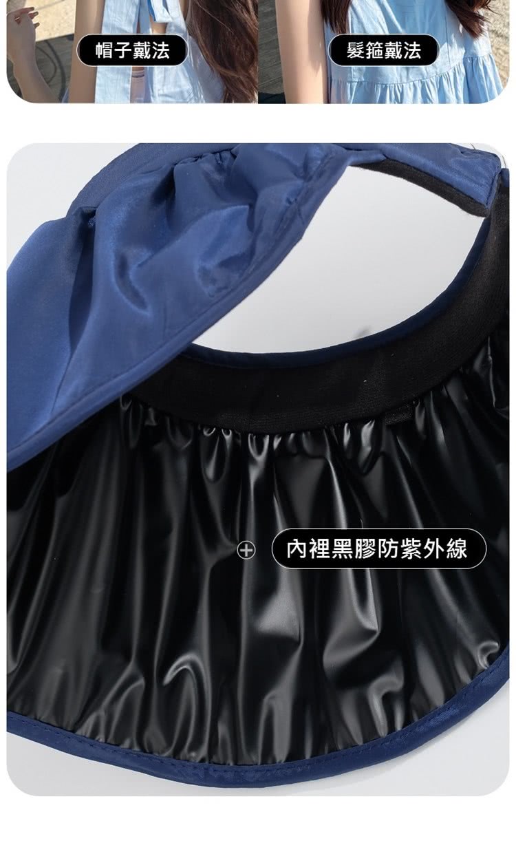 帽子戴法 髮箍戴法 內裡黑膠防紫外線 