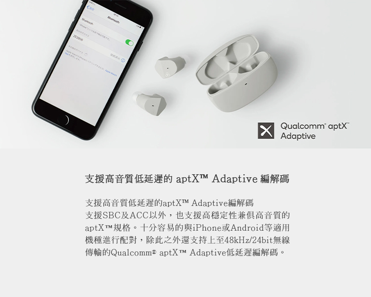 傳輸的Qualcomme aptX Adaptive低延遲編解碼。
