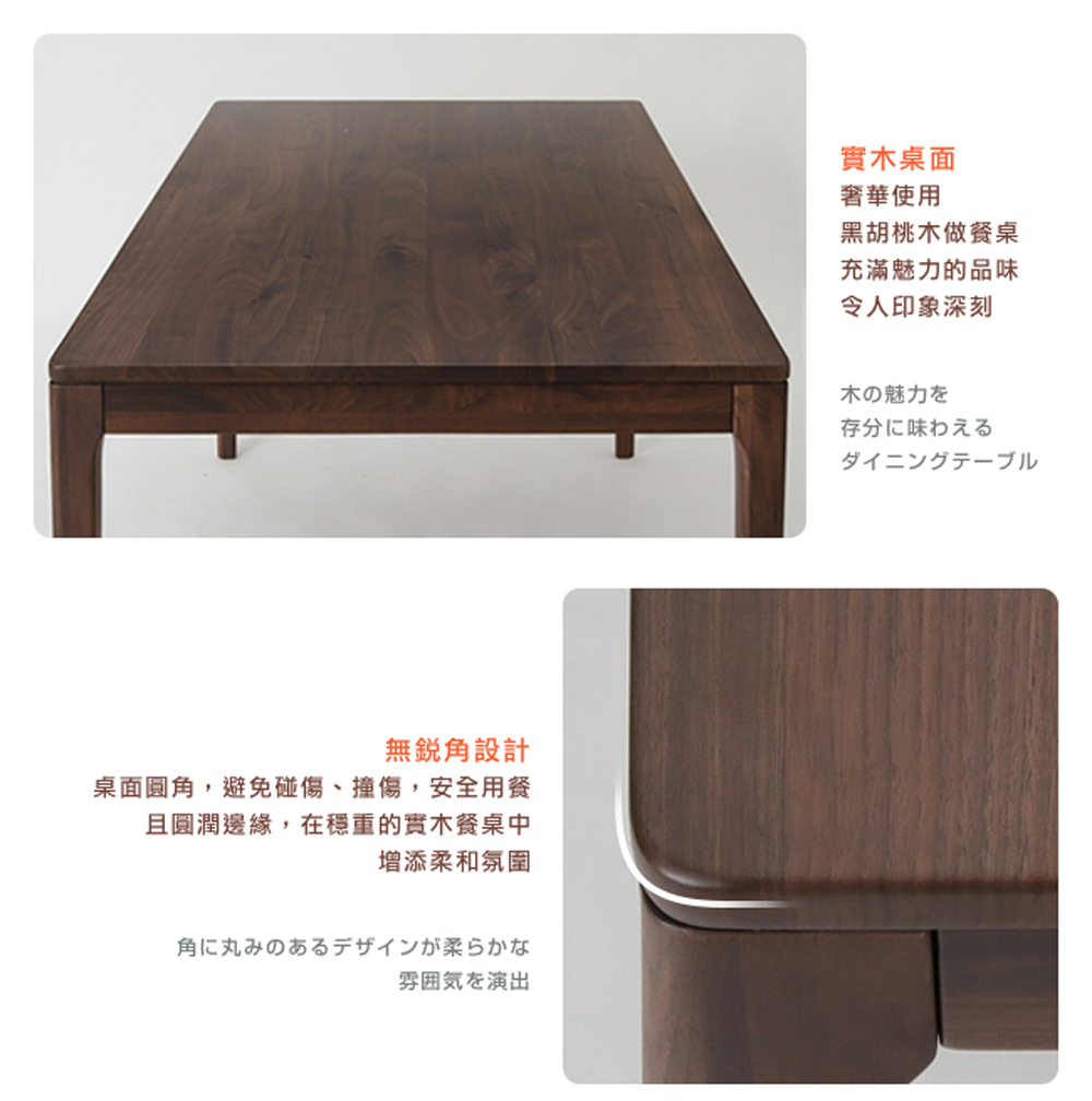 桌面圓角,避免碰傷、撞傷,安全用餐