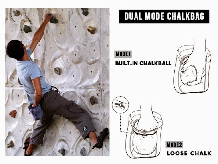 DUAL MODE CHALKBAGMODE1BUILT-IN CHALKBALLMODE2LOOSE CHALK