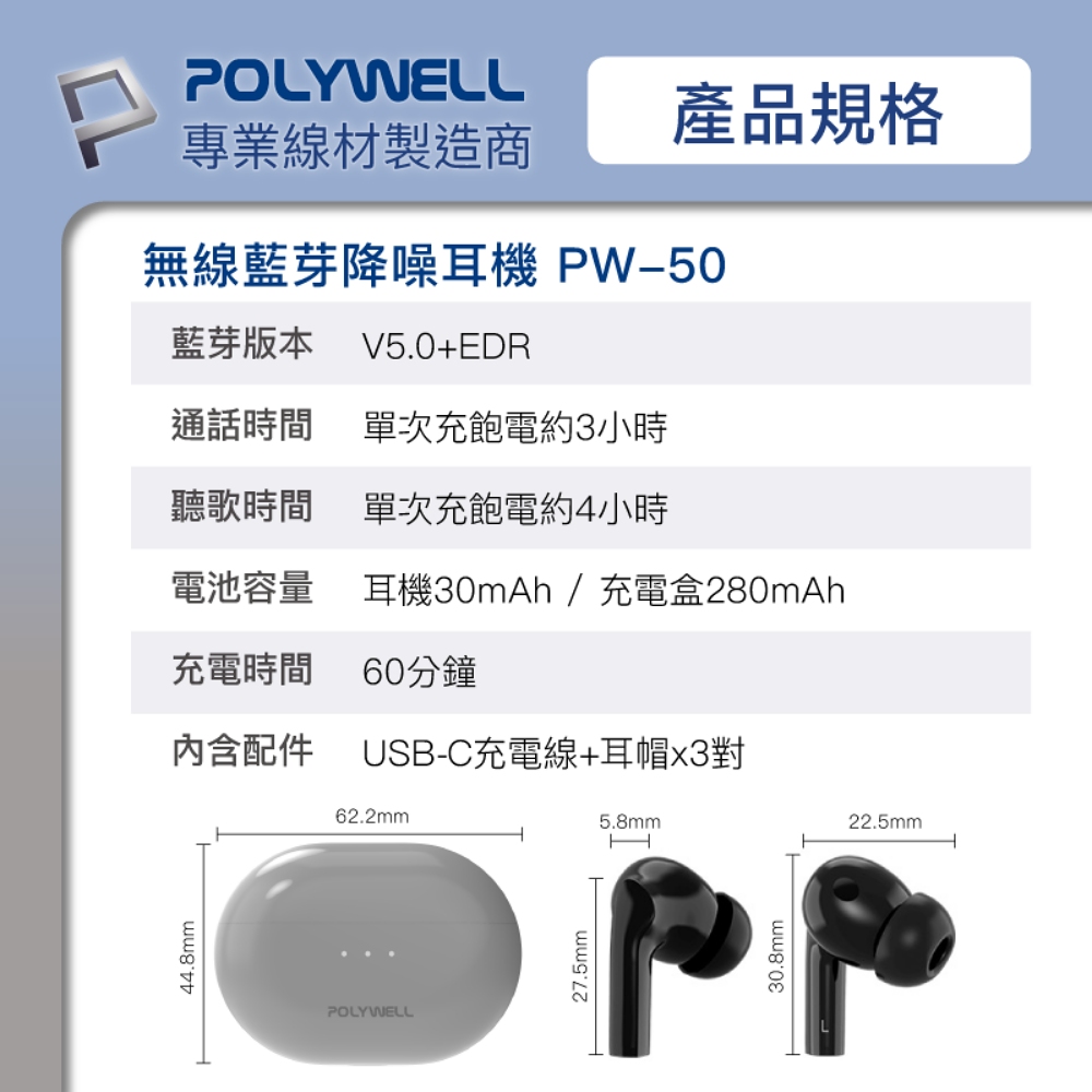 耳機30mAh  充電盒280mAh