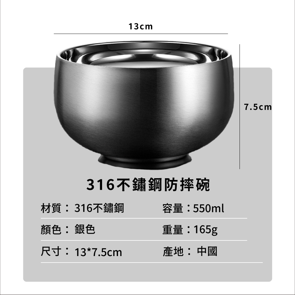 316不鏽鋼防摔碗