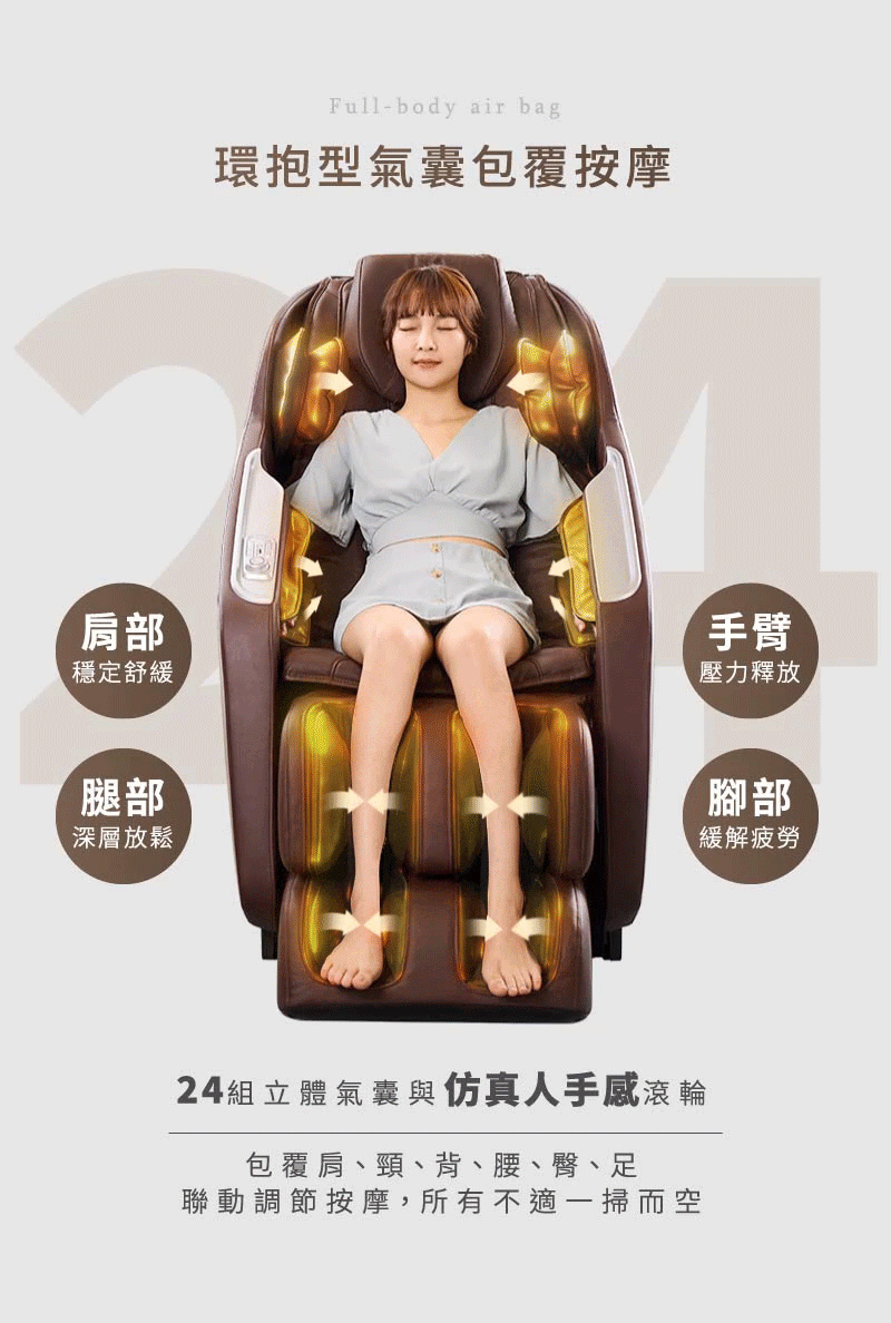 24組立體氣囊 與 仿真人手感滾輪