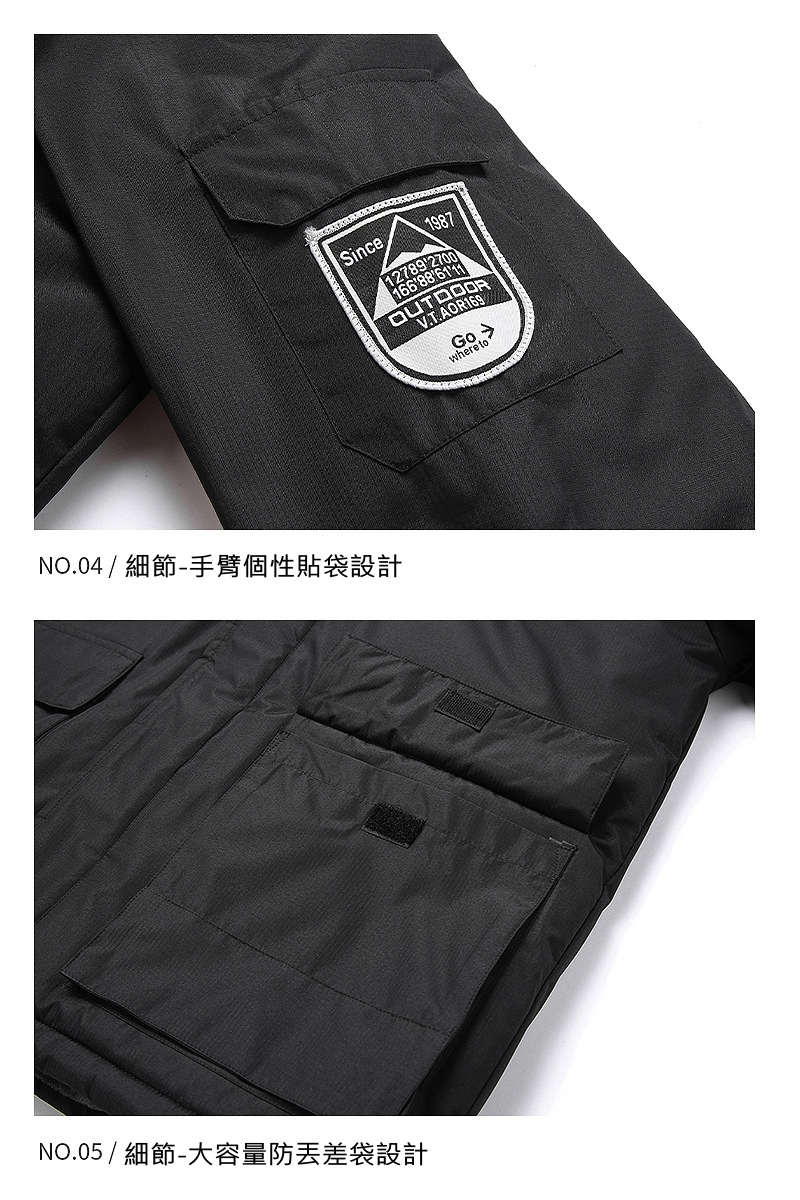 NO.04  細節手臂個性貼袋設計 NO.05  細節大容量防丟差袋設計 