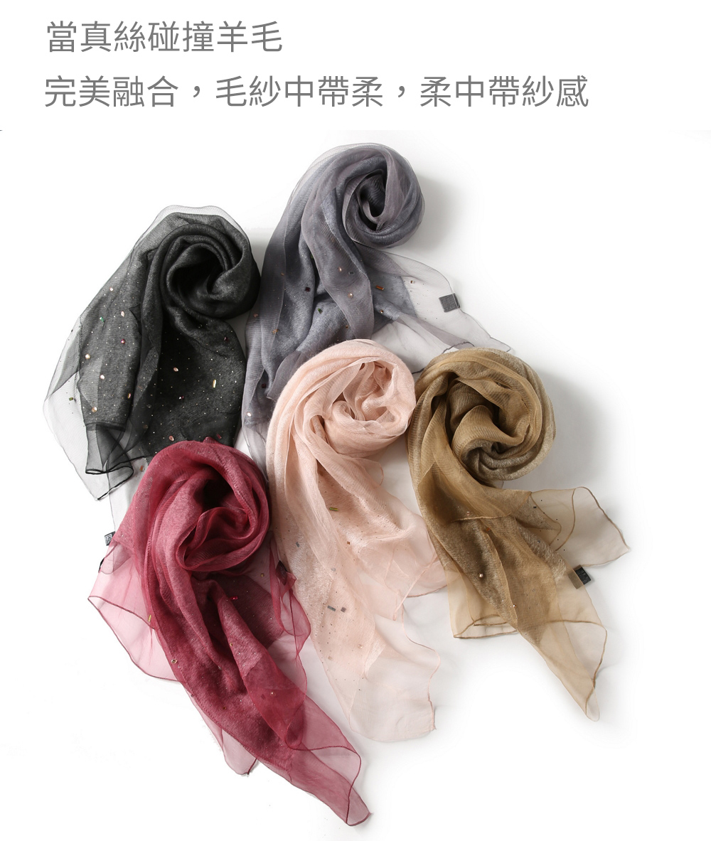 當真絲碰撞羊毛 完美融合,毛紗中帶柔,柔中帶紗感 