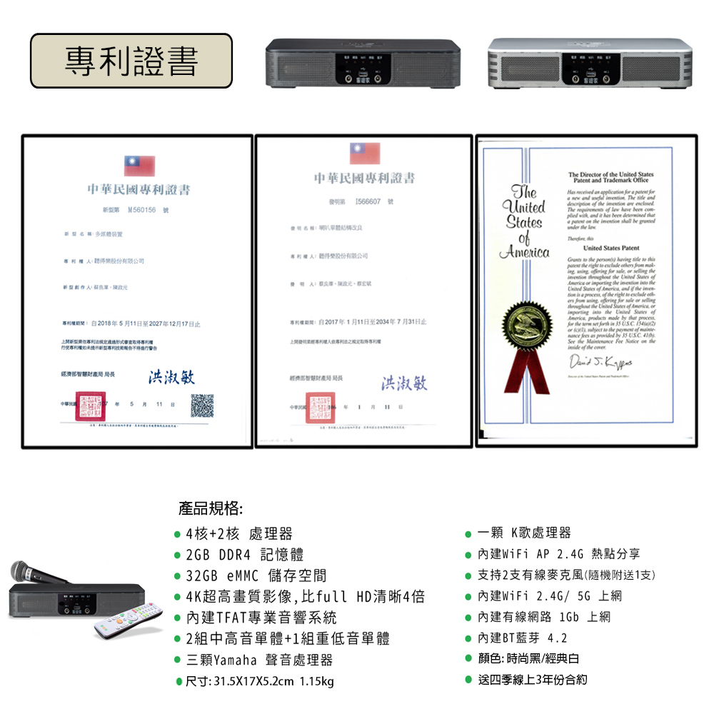 專利權期間自2018年5月11日至2027年12月17日止