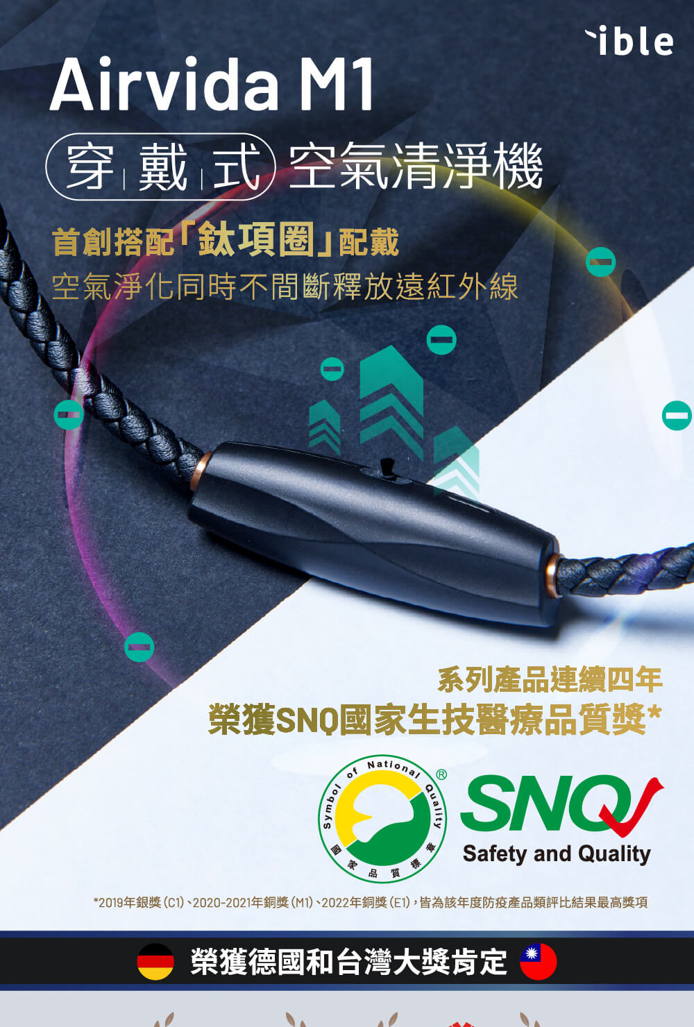 2019年銀獎C1、20202021年銅獎M1、2022年銅獎E1,皆為該年度防疫產品類評比結果最高獎項
