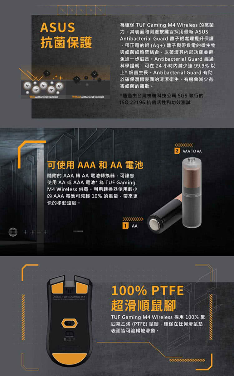 為確保 TUF Gaming M4 Wireless 的抗菌