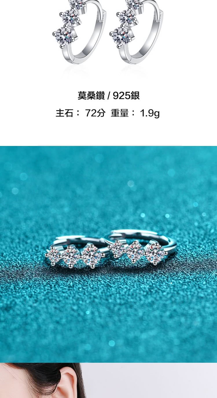 莫桑鑽  925銀 主石 72分 重量1.9g 
