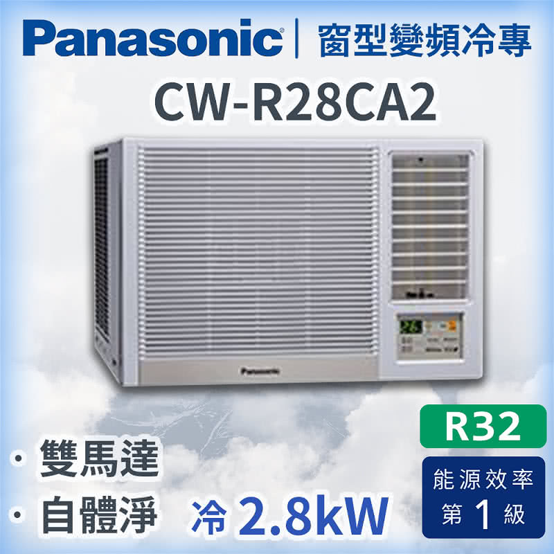 Panasonic窗型變頻冷專 雙馬達 自體淨 冷2.8kW 能源效率 第1級 