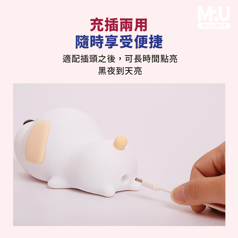 充插兩用 隨時享受便捷 適配插頭之後,可長時間點亮 黑夜到天亮 Mr.U 優先生 