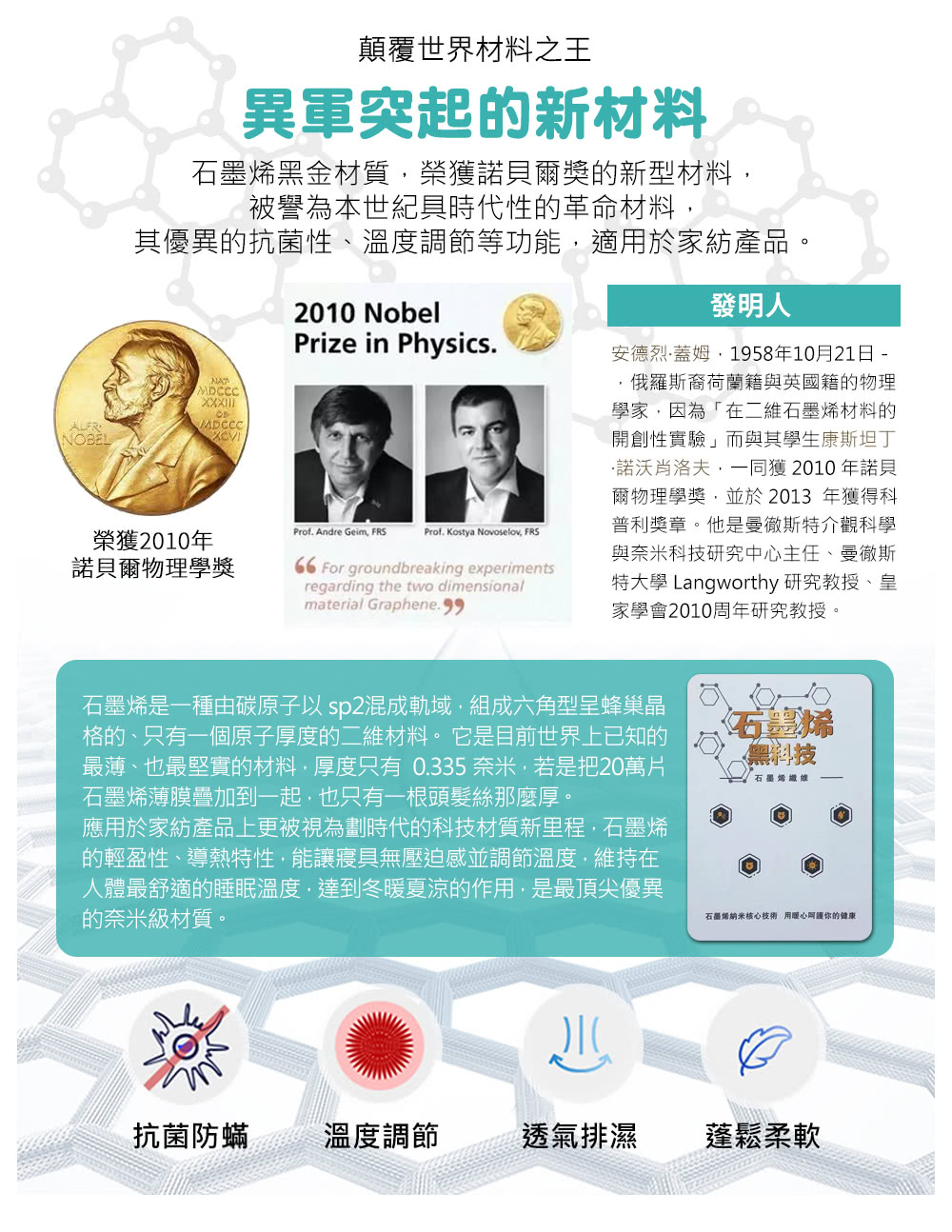 最薄、也最堅實的材料,厚度只有0.335 奈米,若是把20萬片