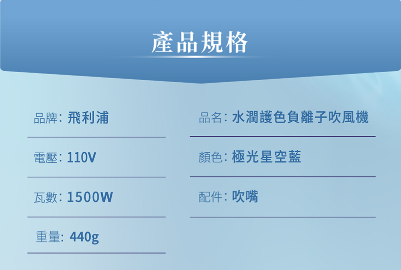 品名水潤護色負離子吹風機
