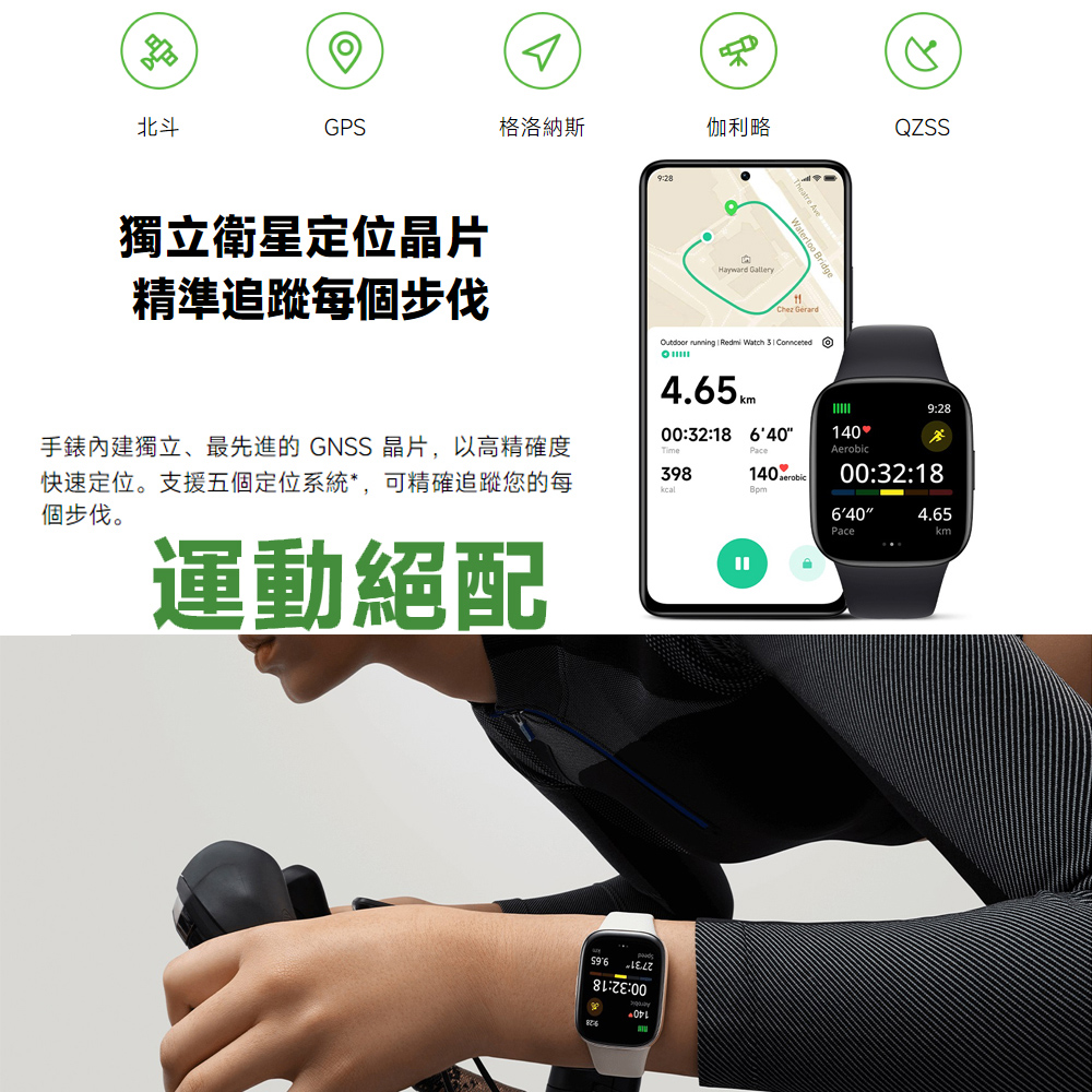 手錶內建獨立、最先進的 GNSS 晶片,以高精確度