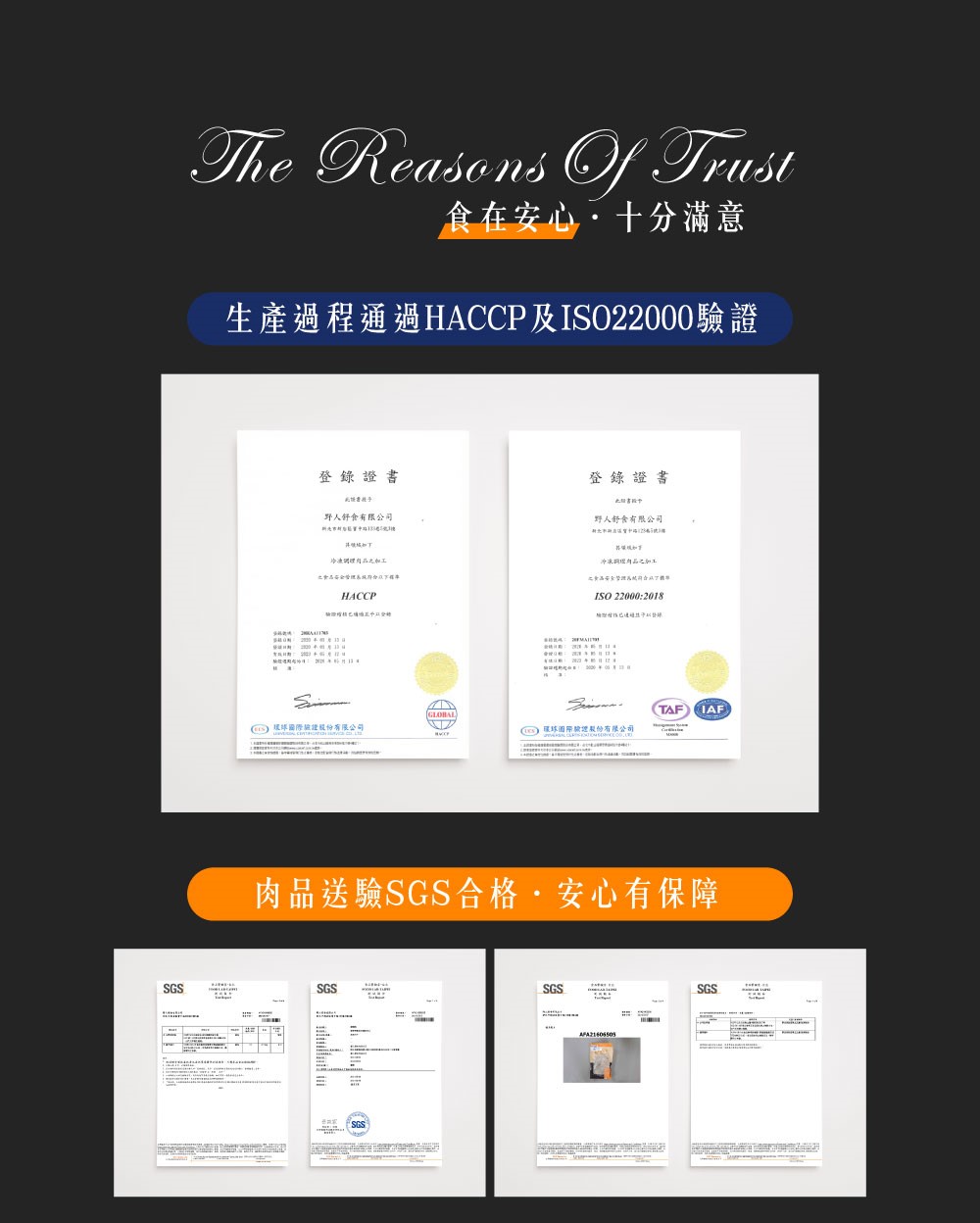 生產過程通過HACCP及ISO22000驗證