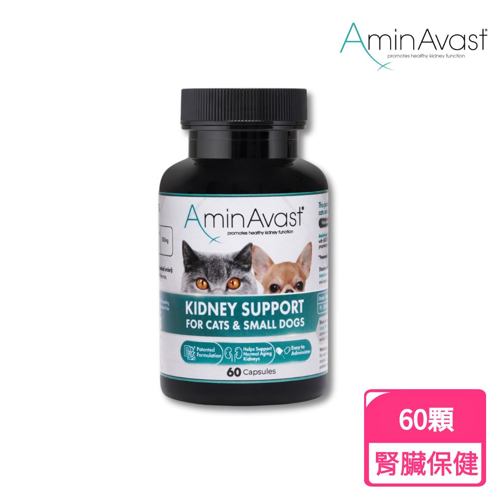 美國AminAvast】胺腎S 300mg-60顆貓、小型犬用(犬貓腎臟保健/胺腎