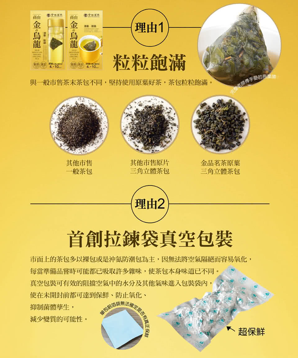 市面上的茶包多以裸包或是沖氮防潮包為主,因無法將空氣隔絕而容易氧化,