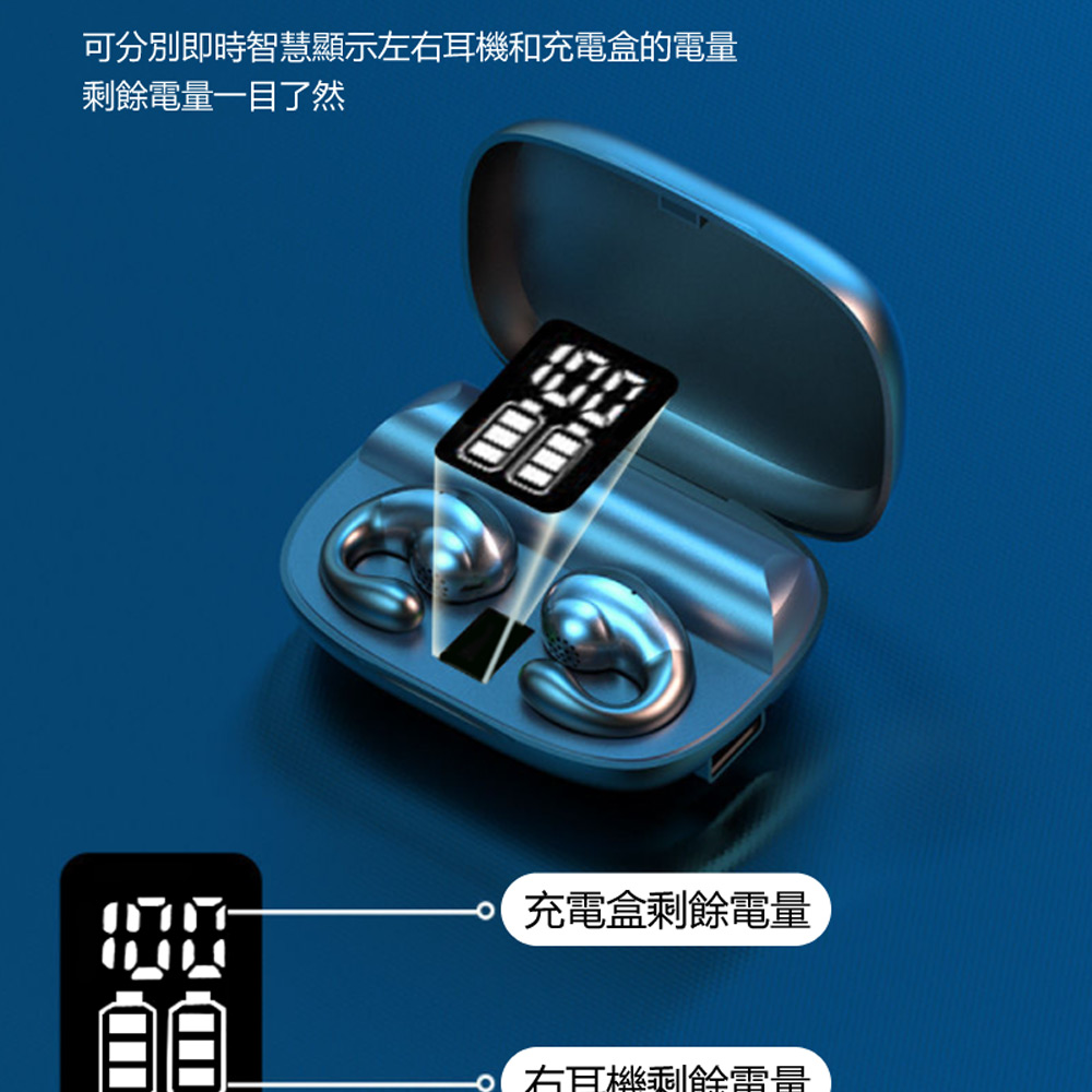 可分別即時智慧顯示左右耳機和充電盒的電量 剩餘電量一目了然 充電盒剩餘電量 右耳機剩幹雷量 