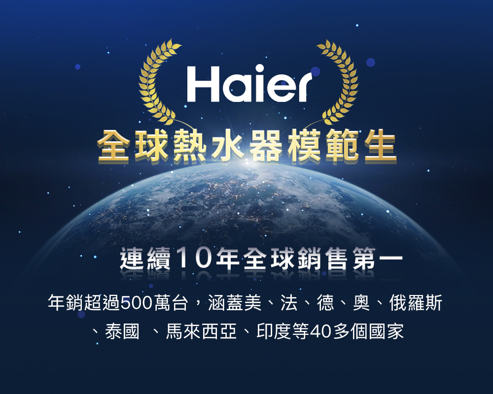 全球熱水器模範生 連續10年全球銷售第一 年銷超過500萬台,涵蓋美、法、德、奧、俄羅斯 泰國 、馬來西亞、印度等40多個國家 