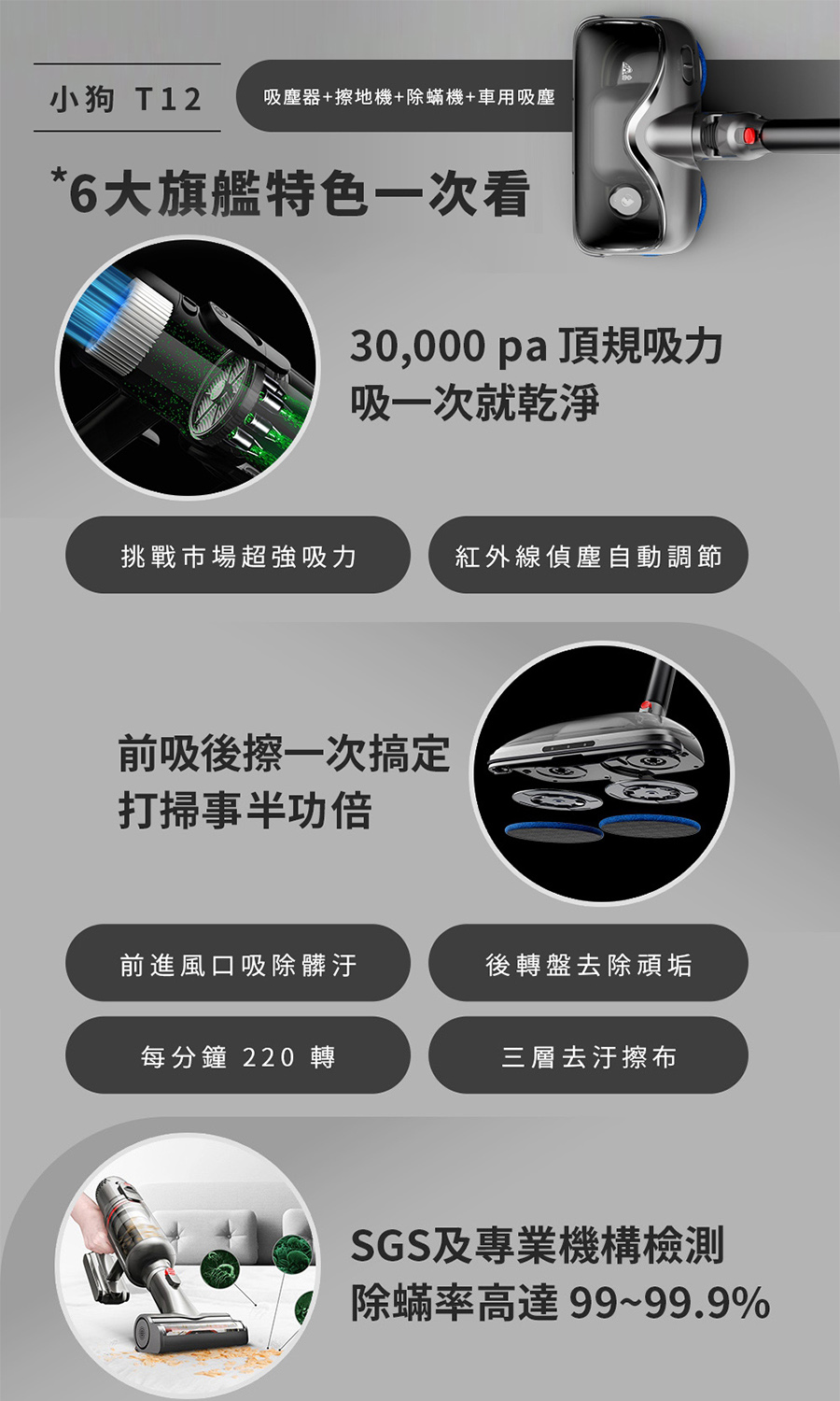 小狗 T12 吸塵器擦地機除蟎機車用吸塵