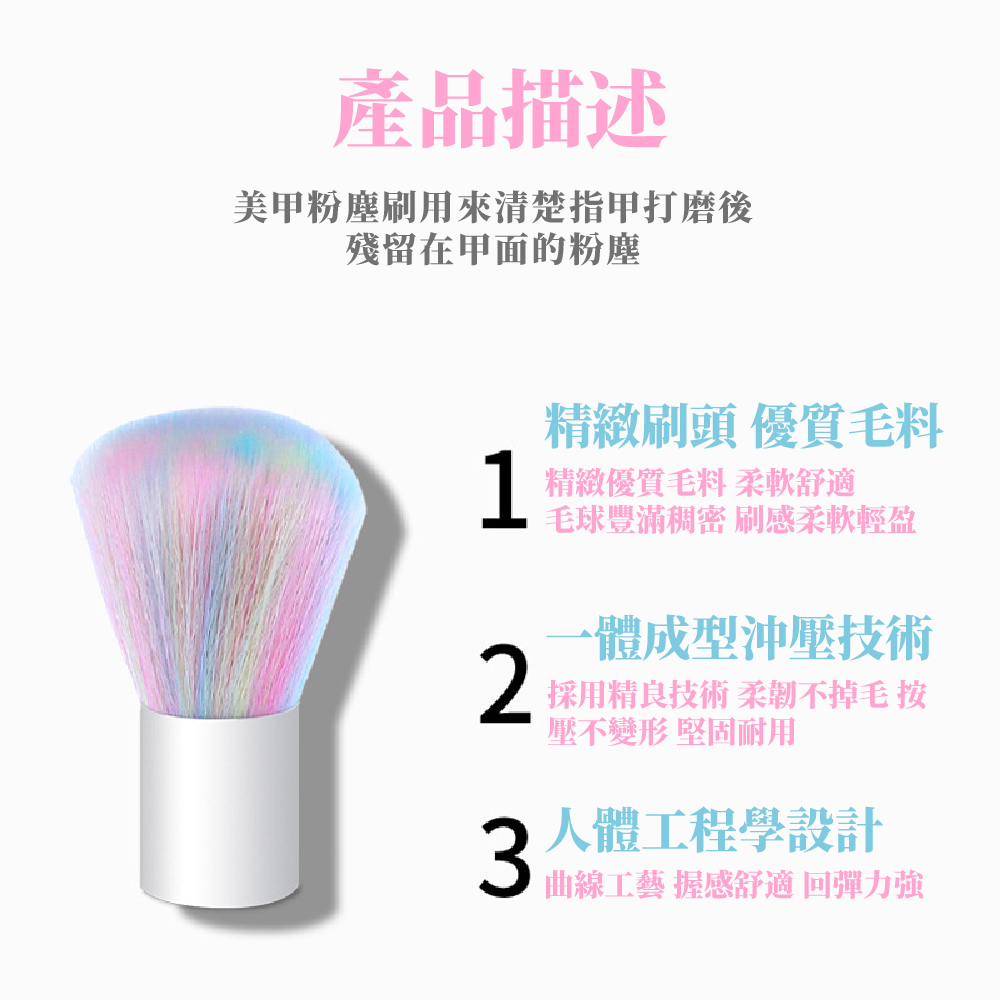美甲粉塵刷用來清楚指甲打磨後