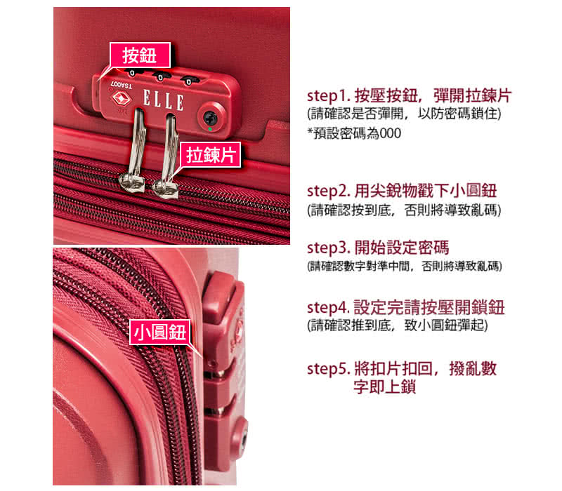 step1. 按壓按鈕,彈開拉鍊片