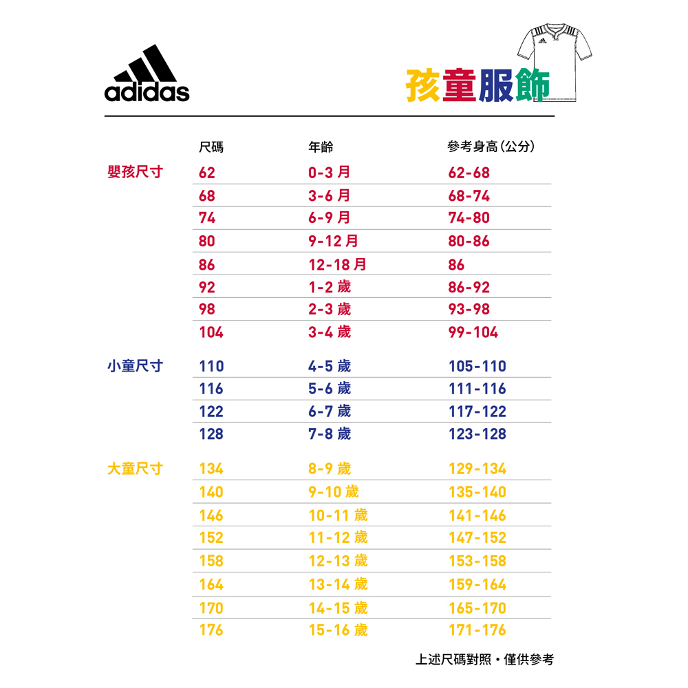 上述尺碼對照。僅供參考