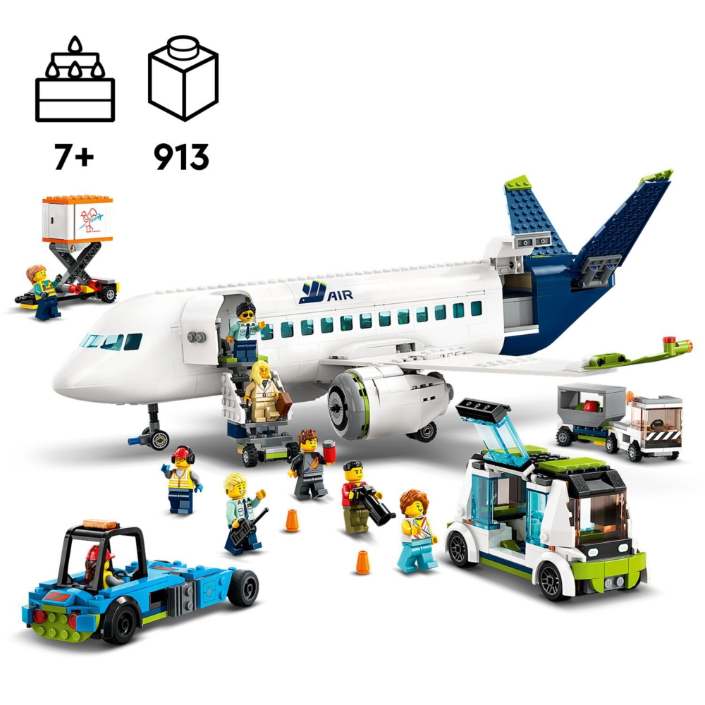 LEGO 樂高 城市系列 60367 客機(飛機模型 玩具積