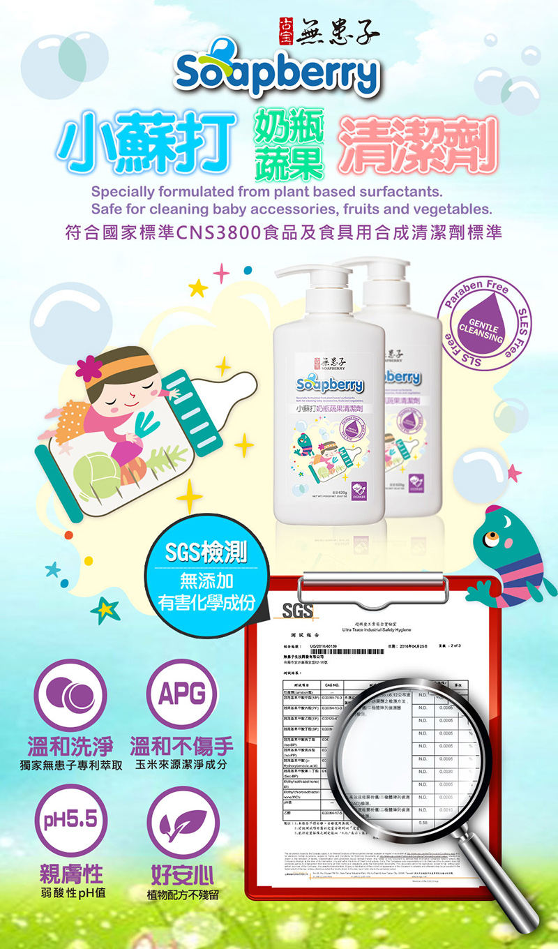 符合國家標準CNS3800食品及食具用合成清潔劑標準