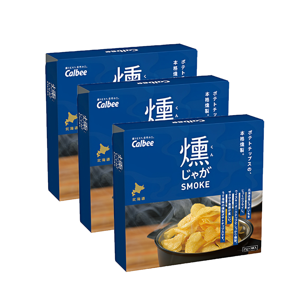 Calbee 卡樂比 北海道煙燻風味薯片三盒組(一盒3小袋共