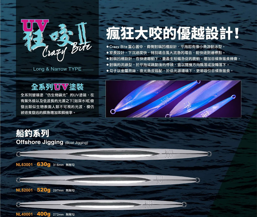 Crazy Bite 400g 狂咬II代魚型鐵板 無附鉤(