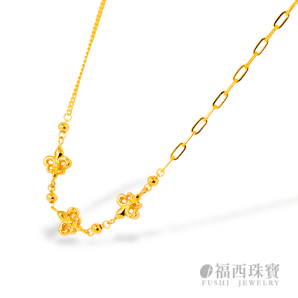 福西珠寶 9999黃金項鍊 金色花園鎖骨項鍊(金重:2.23