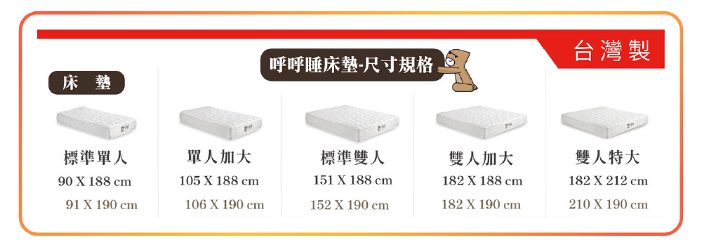 呼呼睡床墊尺寸規格