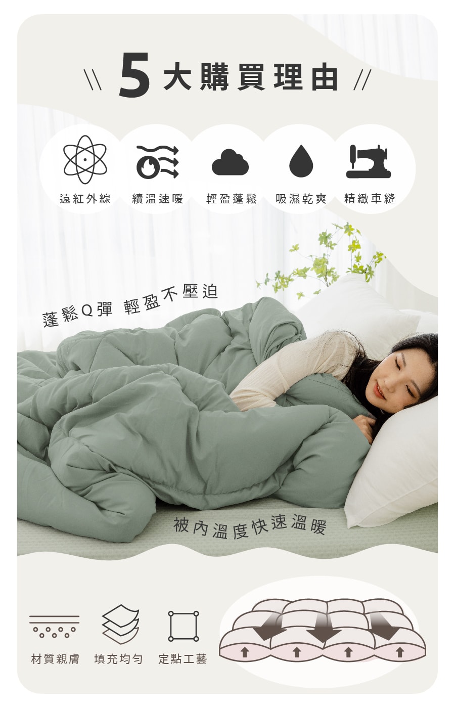 材質親膚 填充均匀定點工藝