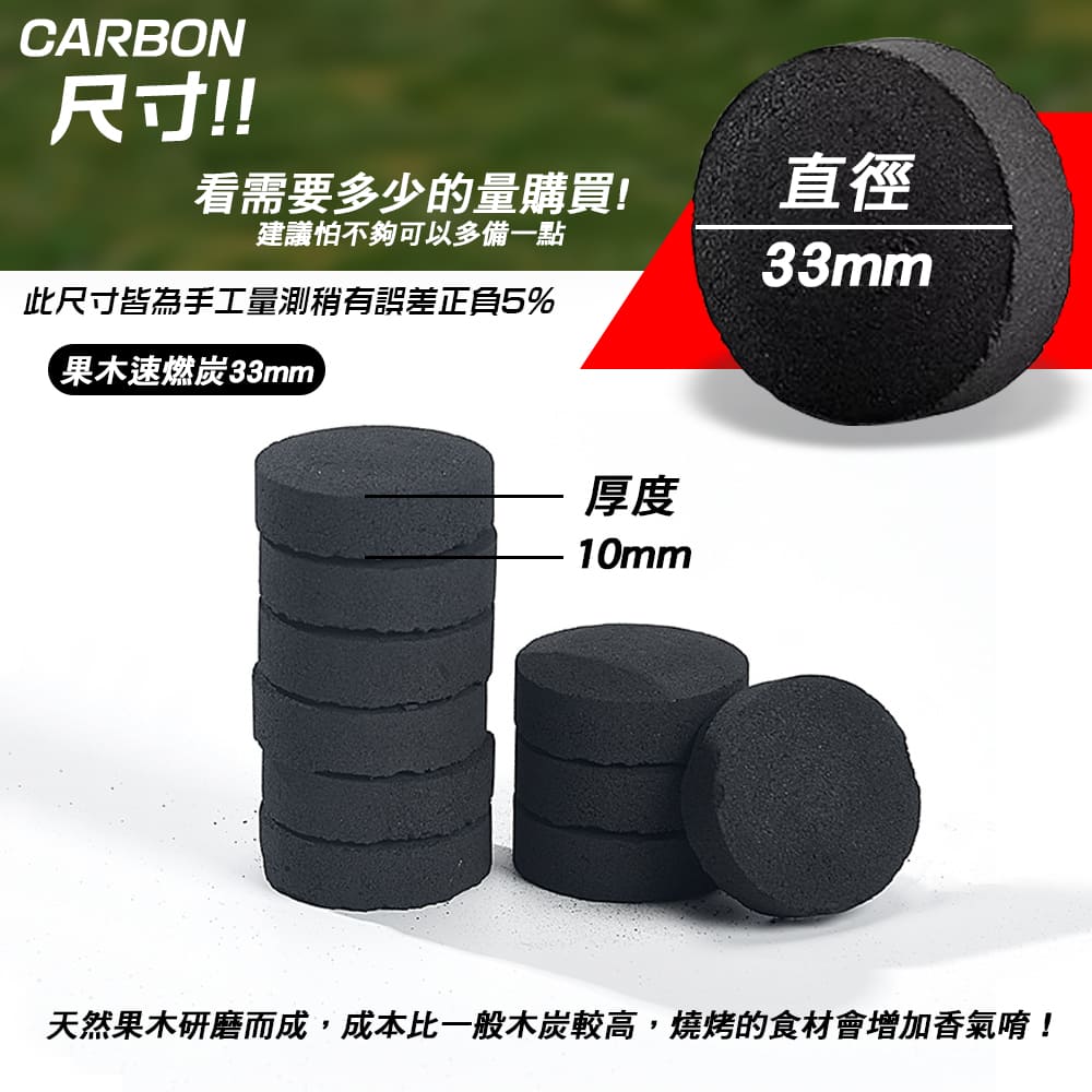 天然果木研磨而成,成本比一般木炭較高,燒烤的食材會增加香氣唷