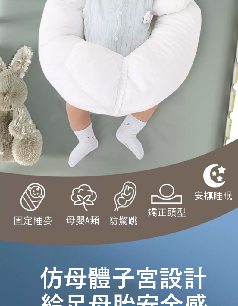 固定睡姿 母嬰A類 防驚跳 安撫睡眠 矯正頭型 仿母體子宮設計 给見丹购房合成 