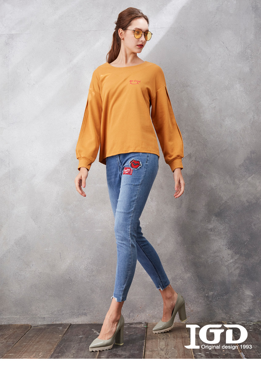 IGD 英格麗 網路獨賣款-BE COOL百搭造型袖上衣(咖