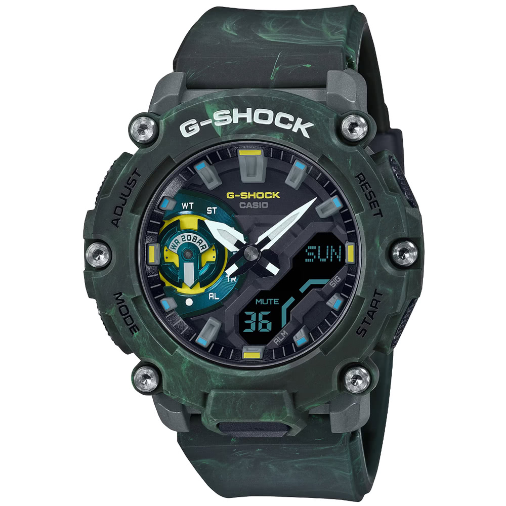 CASIO 卡西歐 卡西歐G-SHOCK雙顯電子錶-迷彩綠(