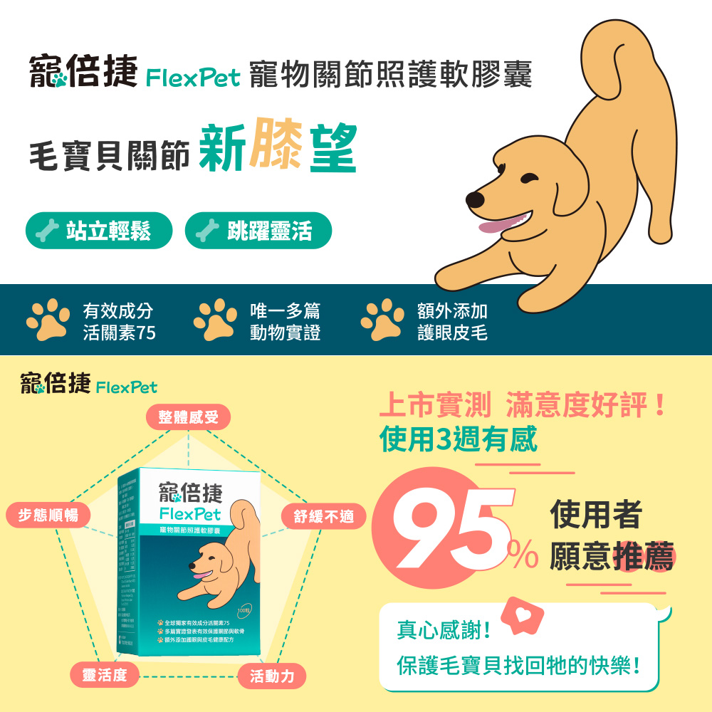 寵倍捷 FlexPet寵物關節照護x2盒(犬貓關節保健/專業