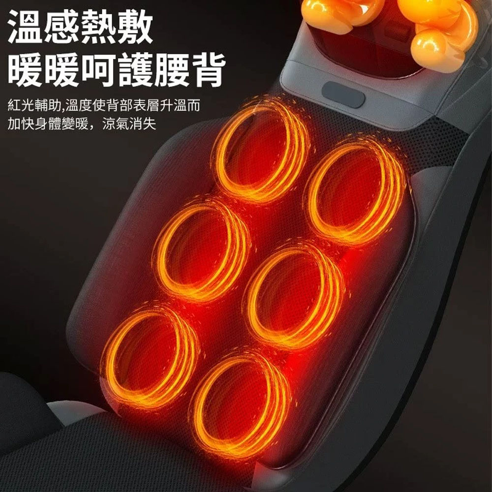 溫感熱敷 暖暖呵護腰背 紅光輔助,溫度使背部表層升溫而 加快身體變暖,涼氣消失 